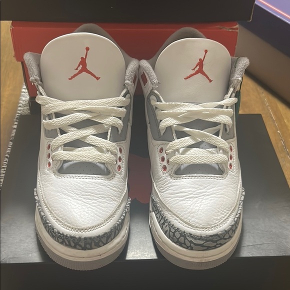 Air Jordan 3 Retro GS white/fire red/black cement size 6Y EUC with box - Picture 1 of 7